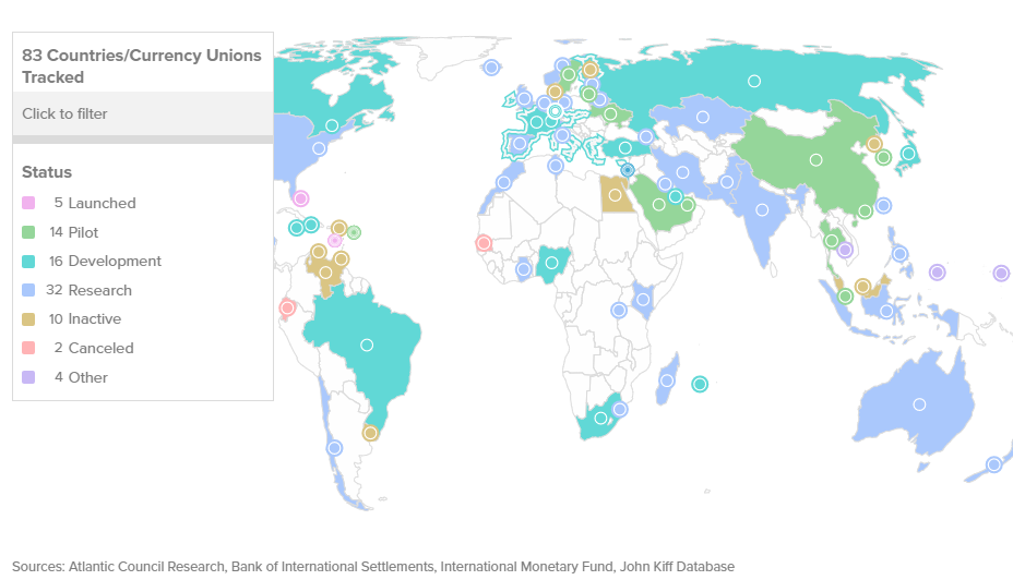 Země představující více než 90% globálního HDP zkoumají digitální měny centrální banky